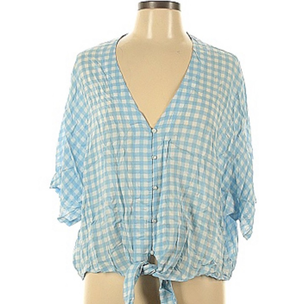 Express Blue Gingham Blouse